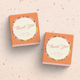 Pegatina Redonda Retro Boho Personalizado floral rosa amarillo rosa