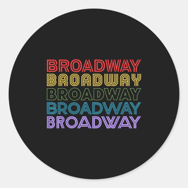 Pegatina Redonda Retro Broadway Music Lover Theatre Musical Theater (Anverso)
