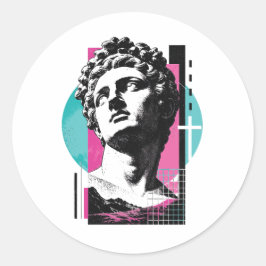 Pegatina Redonda Retro Brutalista Jesús Estatua Griega Colosenses 2