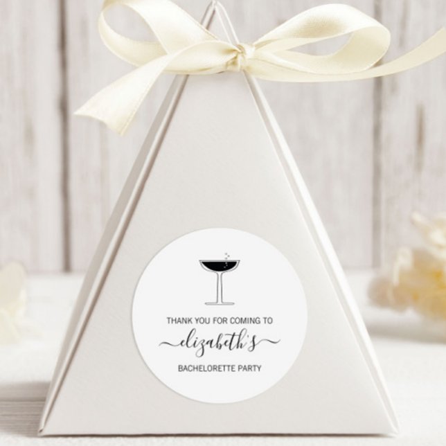 Pegatina Redonda Retro Bubbly Champagne Coupe Glass Bachelorette (Subido por el creador)
