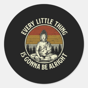 Pegatina Redonda Retro Buda Cita Espiritual Vintage Budismo Yogui