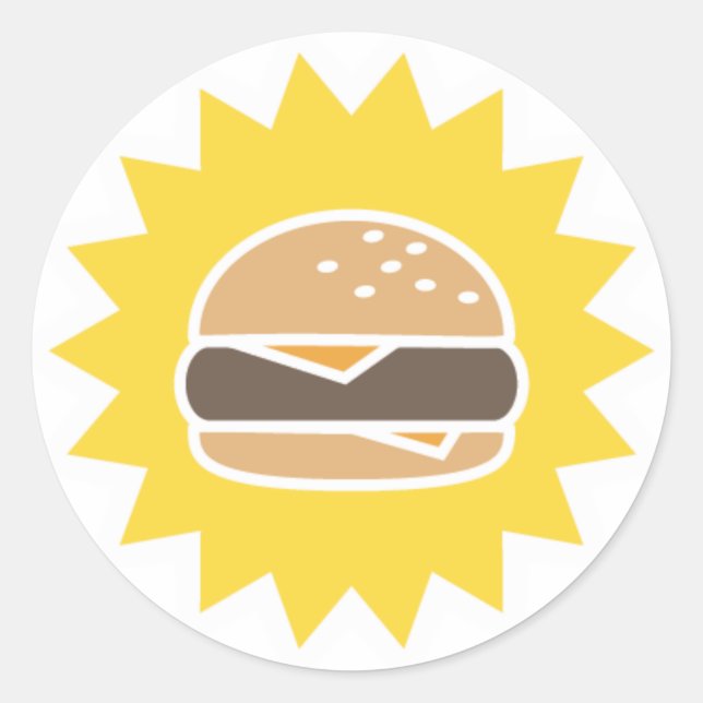 Pegatina Redonda Retro Burger | PEGATINAS (Anverso)