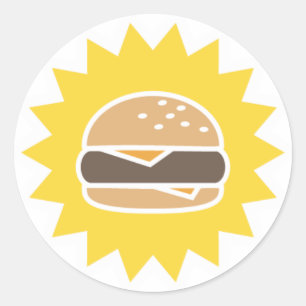 Pegatina Redonda Retro Burger   PEGATINAS