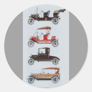 Pegatina Redonda RETRO CARS 2- Automóvil de reparación automática