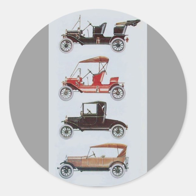 Pegatina Redonda RETRO CARS 2- Automóvil de reparación automática (Anverso)