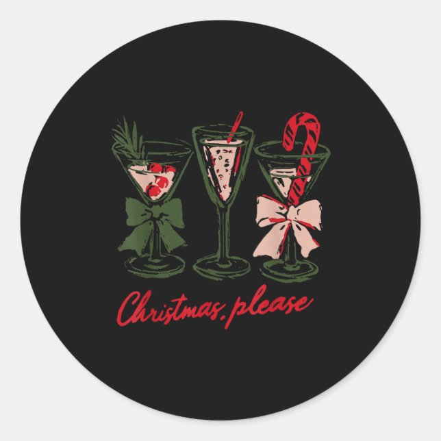 Pegatina Redonda Retro Christmas Please Retro Festive Tail Coquette (Anverso)
