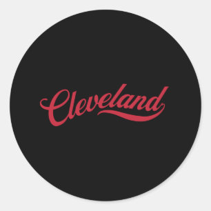 Pegatina Redonda Retro Cleveland