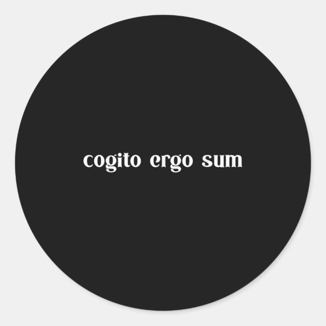 Pegatina Redonda Retro Cogito Ergo Sum Metaphysics Humanism Ethics  (Anverso)