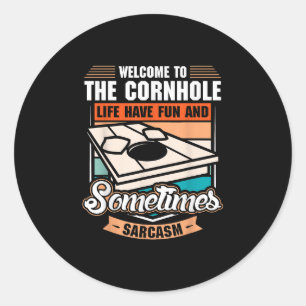 Pegatina Redonda Retro Cornhole