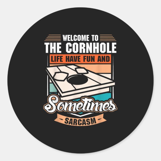 Pegatina Redonda Retro Cornhole (Anverso)