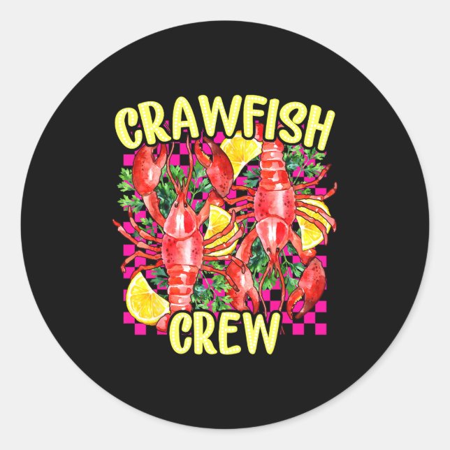 Pegatina Redonda Retro Crawfish Crew Cajun Boil Season For Men Wome (Anverso)