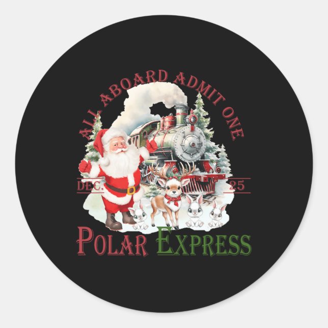 Pegatina Redonda Retro Cree Que Tren Polo Norte Polar Express Todo  (Anverso)
