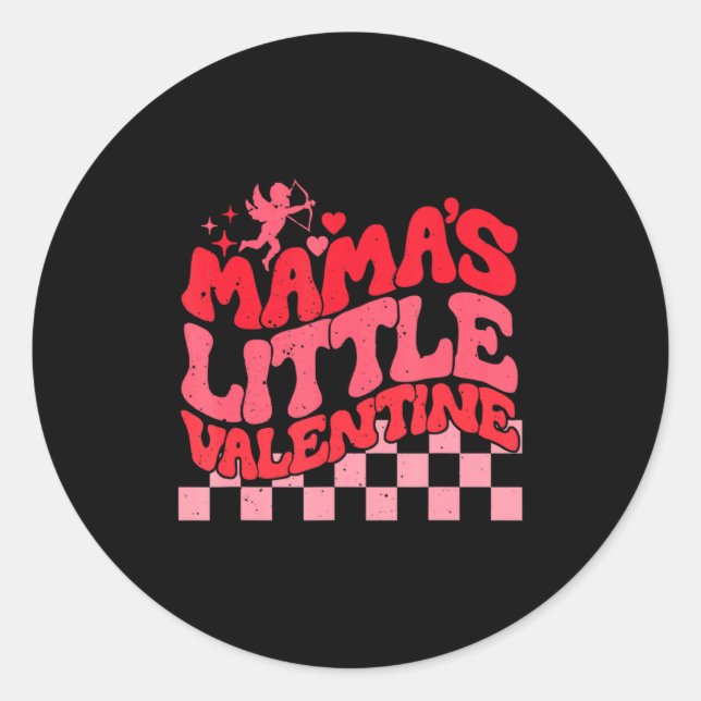 Pegatina Redonda Retro Cud Mamas Little Valentines Day Girls Wo  (Anverso)