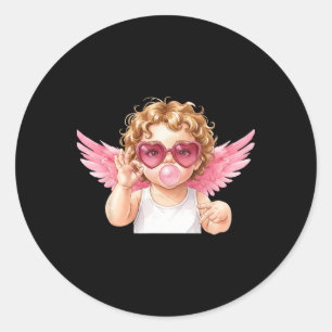 Pegatina Redonda Retro Cupido 67 Meme Chicle Divertido Seis Siete V