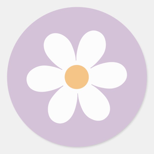 Pegatina Redonda Retro Daisy morado (Anverso)
