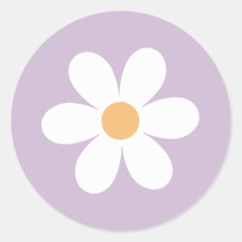 Pegatina Redonda Retro Daisy morado