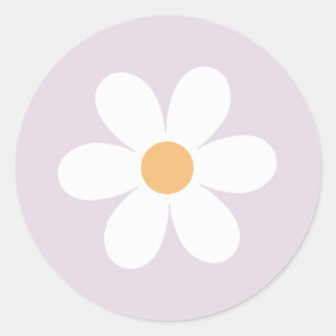 Pegatina Redonda Retro Daisy morado