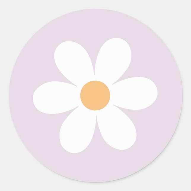 Pegatina Redonda Retro Daisy morado (Anverso)
