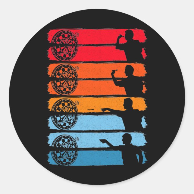 Pegatina Redonda Retro Dart Lanzar Dardos de Bullseye Dartboard (Anverso)