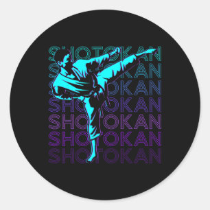 Pegatina Redonda Retro de artes marciales japonesas de Shotokan Kar