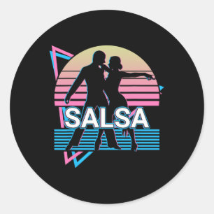 Pegatina Redonda Retro de bailarina de salsa de baile Salsa