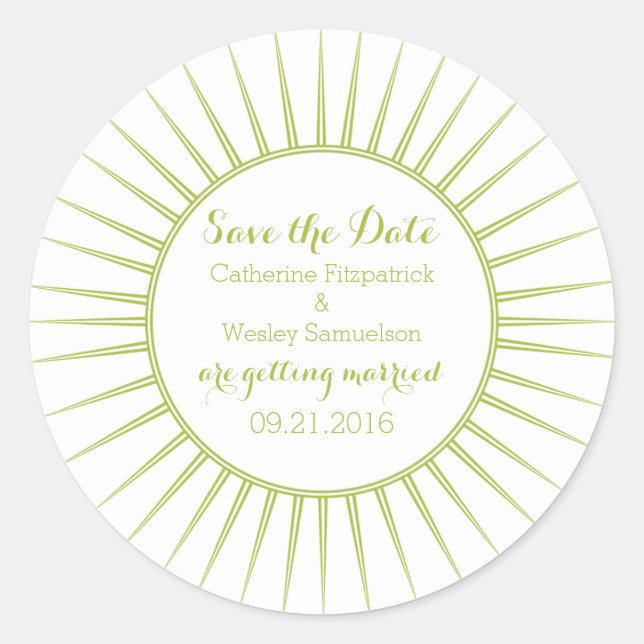 Pegatina Redonda Retro de Deco Verde Salvar a los Pegatinas de cita (Anverso)