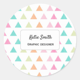 Pegatina Redonda Retro de diseño gráfico del triángulo del arcoiris