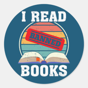Pegatina Redonda Retro de época Leí Libros Prohibidos Graciosamente