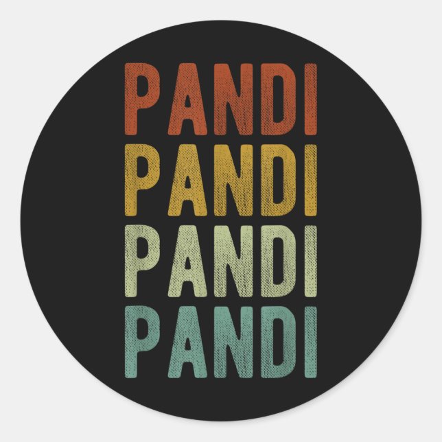 Pegatina Redonda Retro de la ciudad de Pandi (Anverso)