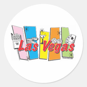 Pegatina Redonda Retro de Las Vegas