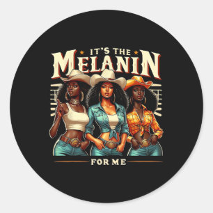 Pegatina Redonda Retro de mujer negra es el melanín para mí negro