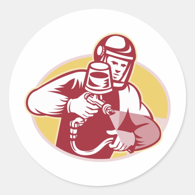 Pegatina Redonda Retro de pintura para pulverización de pintura par (Anverso)