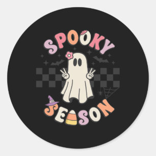 Pegatina Redonda Retro de temporada de fantasía feliz Halloween Fan
