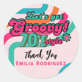 Pegatina Redonda Retro Disco del personalizado 70 Boogie Groovy