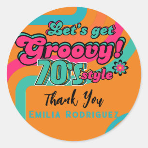 Pegatina Redonda Retro Disco del personalizado 70 Boogie Groovy