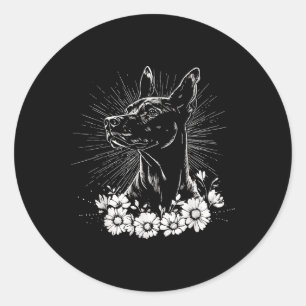 Pegatina Redonda Retro Doberman Pinscher Dog Lover Tattoo Style