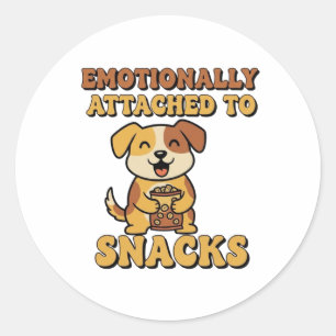 Pegatina Redonda Retro Dog Emotionally Attached Vinyl Sticker