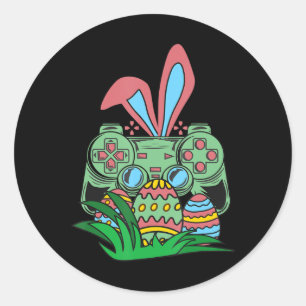 Pegatina Redonda Retro Easter Video Game Easter Gaming Graphics Hap