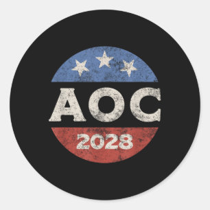 Pegatina Redonda Retro electoral de Aoc 2028