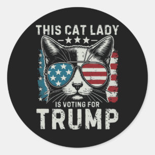 Pegatina Redonda Retro Esta Señora de los Gatos Vota Por Trump Band