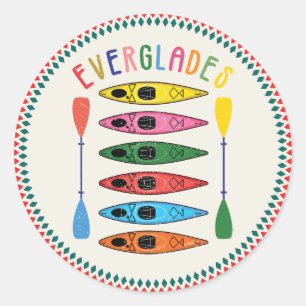 Pegatina Redonda Retro Everglades Kayaking