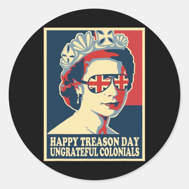 Pegatina Redonda Retro Feliz Día De La Traición 4 De Julio Coloni B (Anverso)