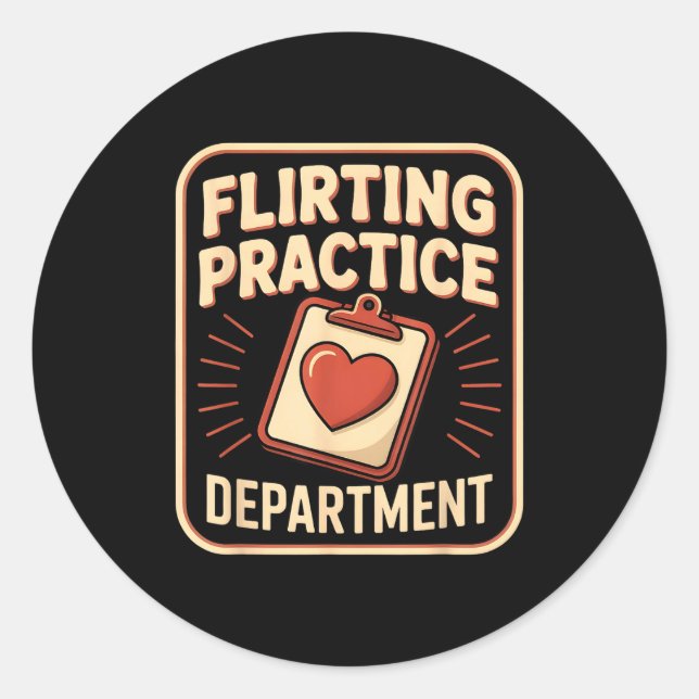 Pegatina Redonda Retro Flirting Practice Department Funny Valentine (Anverso)