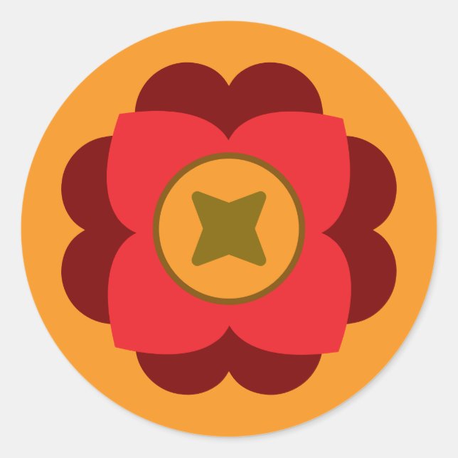 Pegatina Redonda retro flower (Anverso)