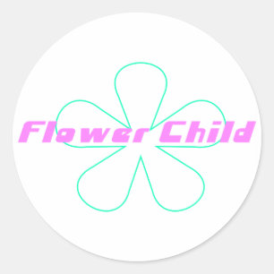 Pegatina Redonda Retro Flower Child