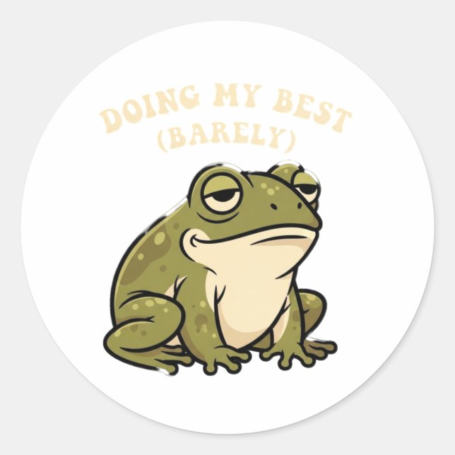 Pegatina Redonda Retro Frog Doing My Best Vinyl Sticker (Anverso)