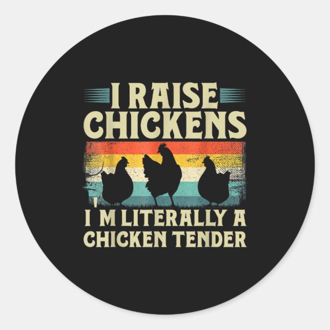 Pegatina Redonda Retro Funny Chicken Lover Gift – I Raise Chickens  (Anverso)