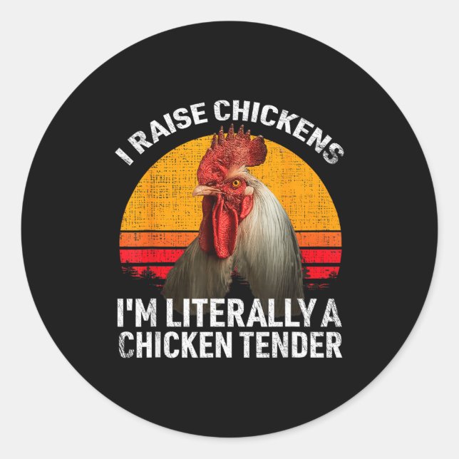 Pegatina Redonda Retro Funny Chicken Lover Gift – I Raise Chickens  (Anverso)