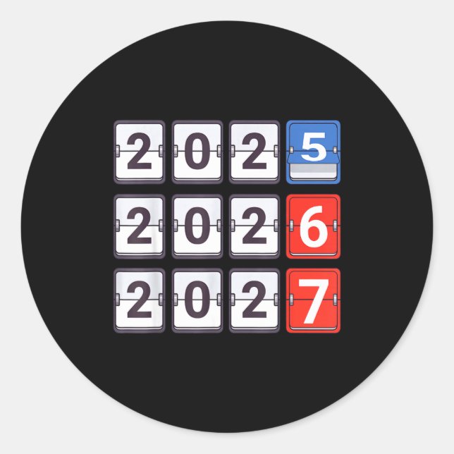 Pegatina Redonda Retro Funny Happy New Year 2026 2027 67 Meme Six S (Anverso)