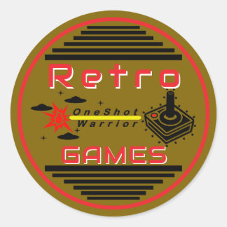 Pegatina Redonda Retro Games Gold